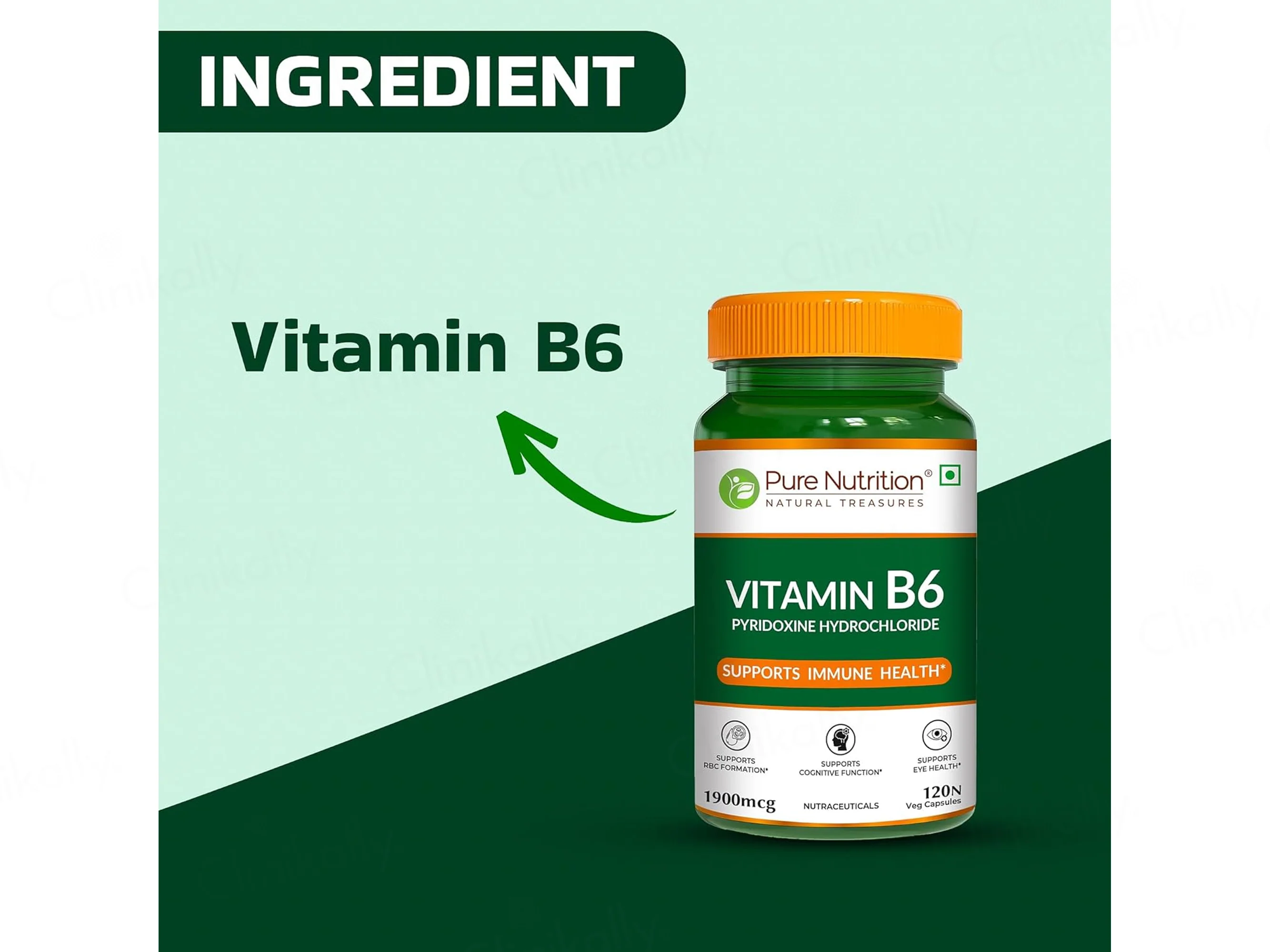 Pure Nutrition Vitamin B6 1900mcg Veg Capsule - Image 3